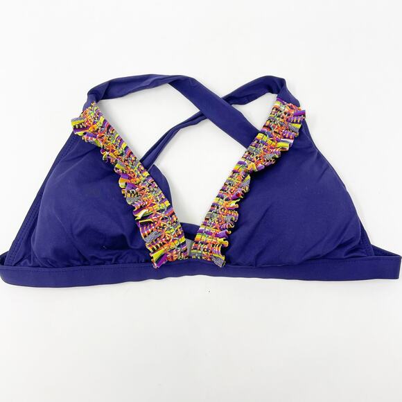 Lucky Brand Purple Multicolor Ruffle Bikini Top - Medium - Picture 1 of 4